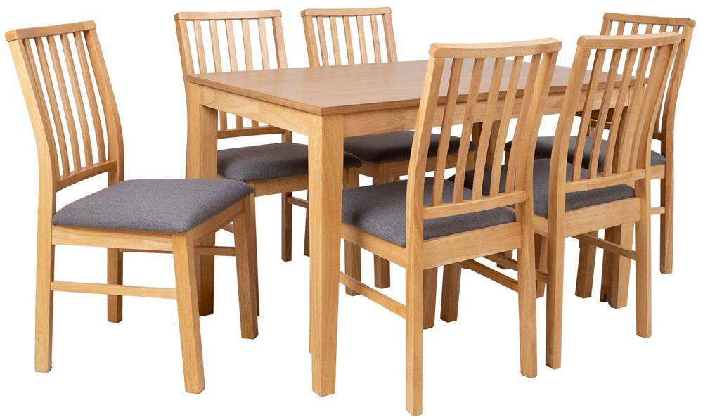 Dining Room Furniture Set East Sofia | size: Length: 75cm, Width: 195cm, Height: 75cm | color: Oak/Grey | image: 1 | variant: 1006158
