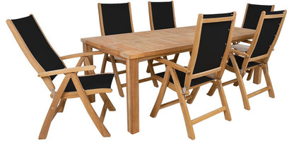 Dining Room Furniture Set East St Davids | size: Length: 100cm, Width: 220cm, Height: 75cm | color: Brown/Black | image: 0 | variant: 1006526