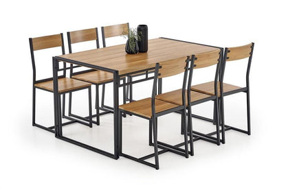 Dining Room Furniture Set East Teramo | size: Length: 80cm, Width: 140cm, Height: 75cm | color: Black/Oak | image: 1 | variant: 1006899