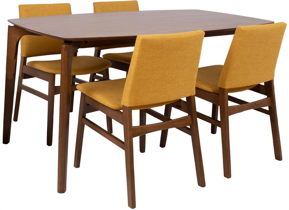 Dining Room Furniture Set Haydie 1 | size: Length: 90cm, Width: 150cm, Height: 75cm | color: Brown/Yellow | image: 1 | variant: 1017618