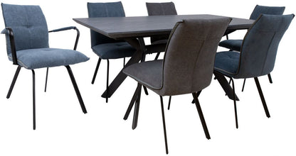 Dining Room Furniture Set Kristiansand | size: Length: 90cm, Width: 220cm, Height: 76cm | color: Black/Grey/Blue | image: 1 | variant: 1001663
