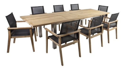 Dining Room Furniture Set Nautica | size: Length: 100cm, Width: 300cm, Height: 76cm | color: Black/Oak/Grey | image: 0 | variant: 1018024