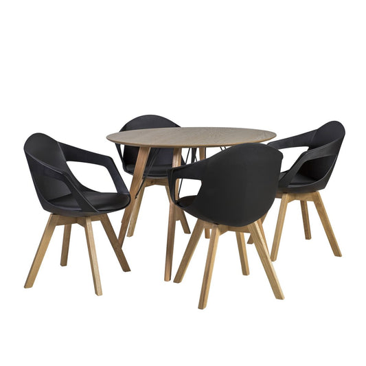 Dining Room Furniture Set Rochester | size: Length: 100cm, Width: 100cm, Height: 75cm | color: Black/Oak | image: 1 | variant: 1005103