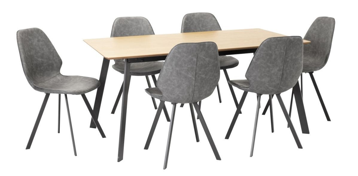 Dining Room Furniture Set Rochester | size: Length: 90cm, Width: 160cm, Height: 75cm | color: Black/Oak/Grey | image: 0 | variant: 1005105