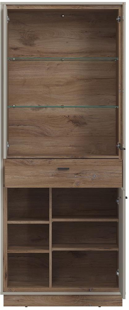 Display Cabinet East Prague | size: Length: 40cm, Width: 83cm, Height: 201cm | color: Oak/Grey | image: 2 | variant: 1006075