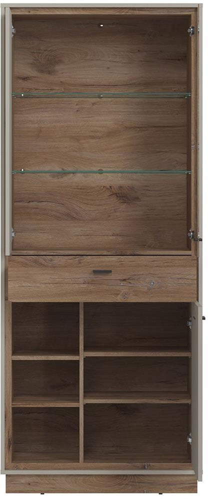 Display Cabinet East Prague | size: Length: 40cm, Width: 83cm, Height: 201cm | color: Oak/Grey | image: 2 | variant: 1006075