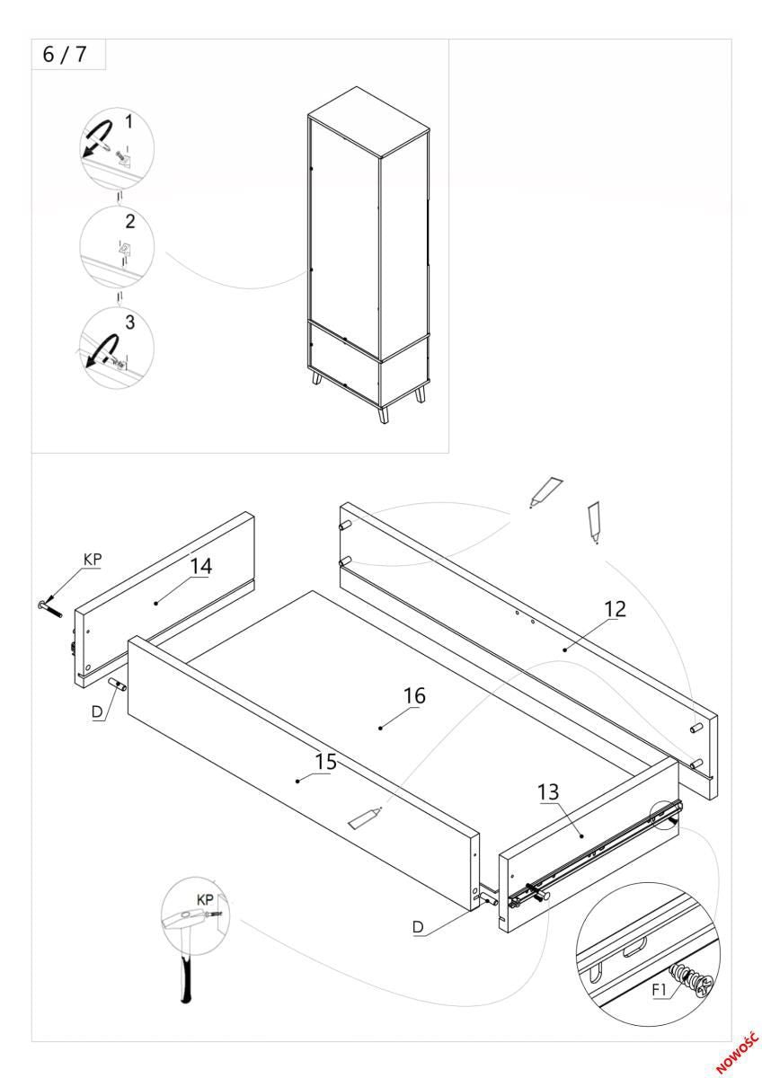 Display Cabinet Nest 1 | size: Width: 60cm, Height: 192cm, Depth: 45cm | color: Black/Oak | image: 6 | variant: 1010900