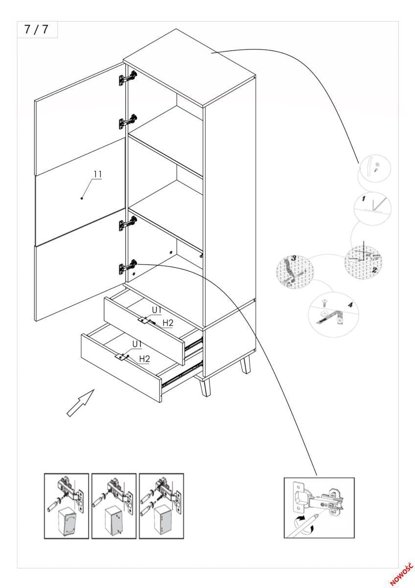 Display Cabinet Nest 1 | size: Width: 60cm, Height: 192cm, Depth: 45cm | color: Black/Oak | image: 7 | variant: 1010900