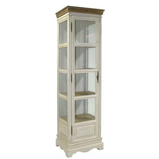 Display Cabinet Samira | size: Width: 49cm, Height: 178cm, Depth: 39cm | color: White/Brown | image: 1 | variant: 1010902