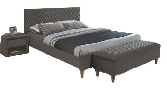 Double Bed Azurro Velvet 2 | size: Length: 206cm, Width: 145cm, Height: 96cm | color: Gray | image: 1 | variant: 1010935