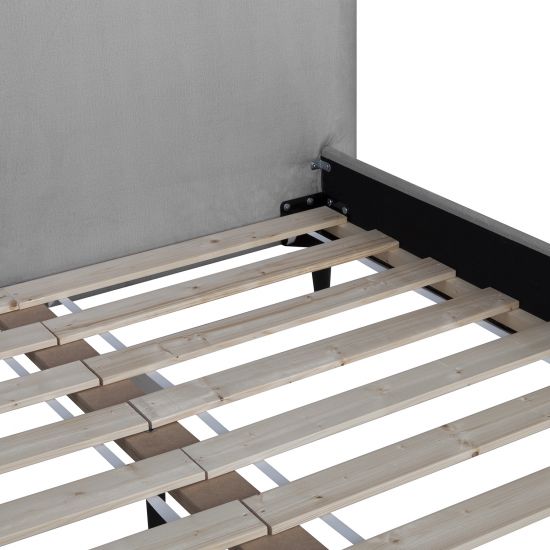 Double Bed Bargoed | size: Length: 214cm, Width: 182cm, Height: 99cm | color: Gray | image: 5 | variant: 1005805
