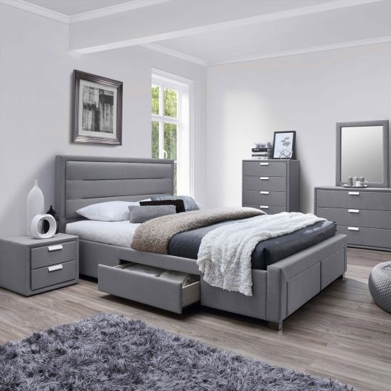 Double Bed Caren 3 | size: Length: 220.5cm, Width: 165cm, Height: 110cm | color: Gray | image: 1 | variant: 1012849