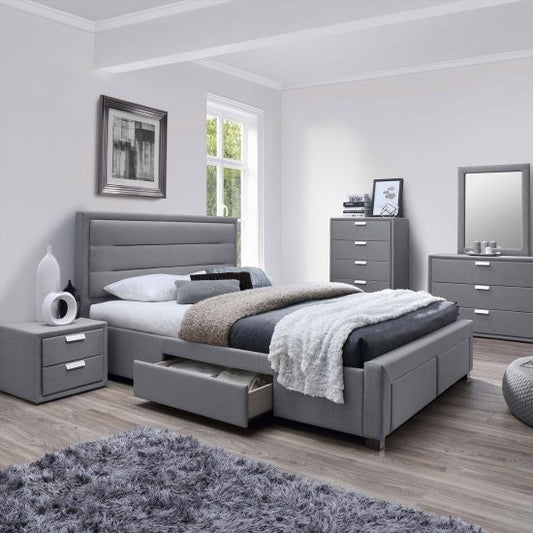 Double Bed Caren 3 | size: Length: 220.5cm, Width: 165cm, Height: 110cm | color: Gray | image: 1 | variant: 1012849