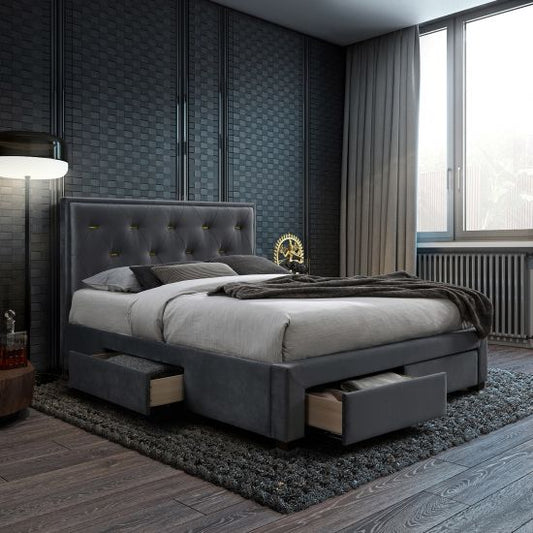 Double Bed East Abercynon | size: Length: 216.5cm, Width: 165cm, Height: 116cm | color: Gray | image: 1 | variant: 1005862