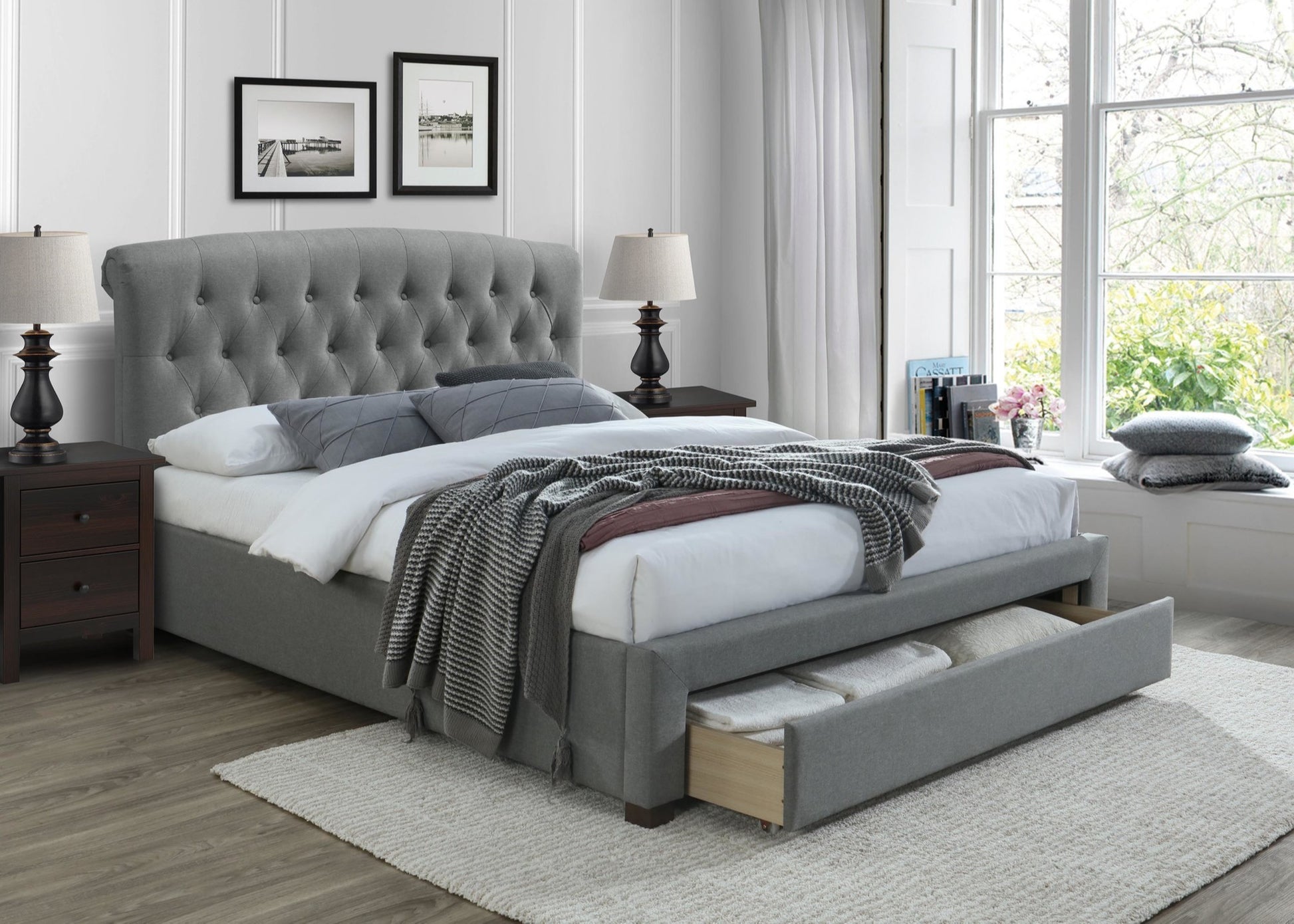 Double Bed East Atlanta | size: Length: 219cm, Width: 170cm, Height: 118cm | color: Gray | image: 2 | variant: 1006689