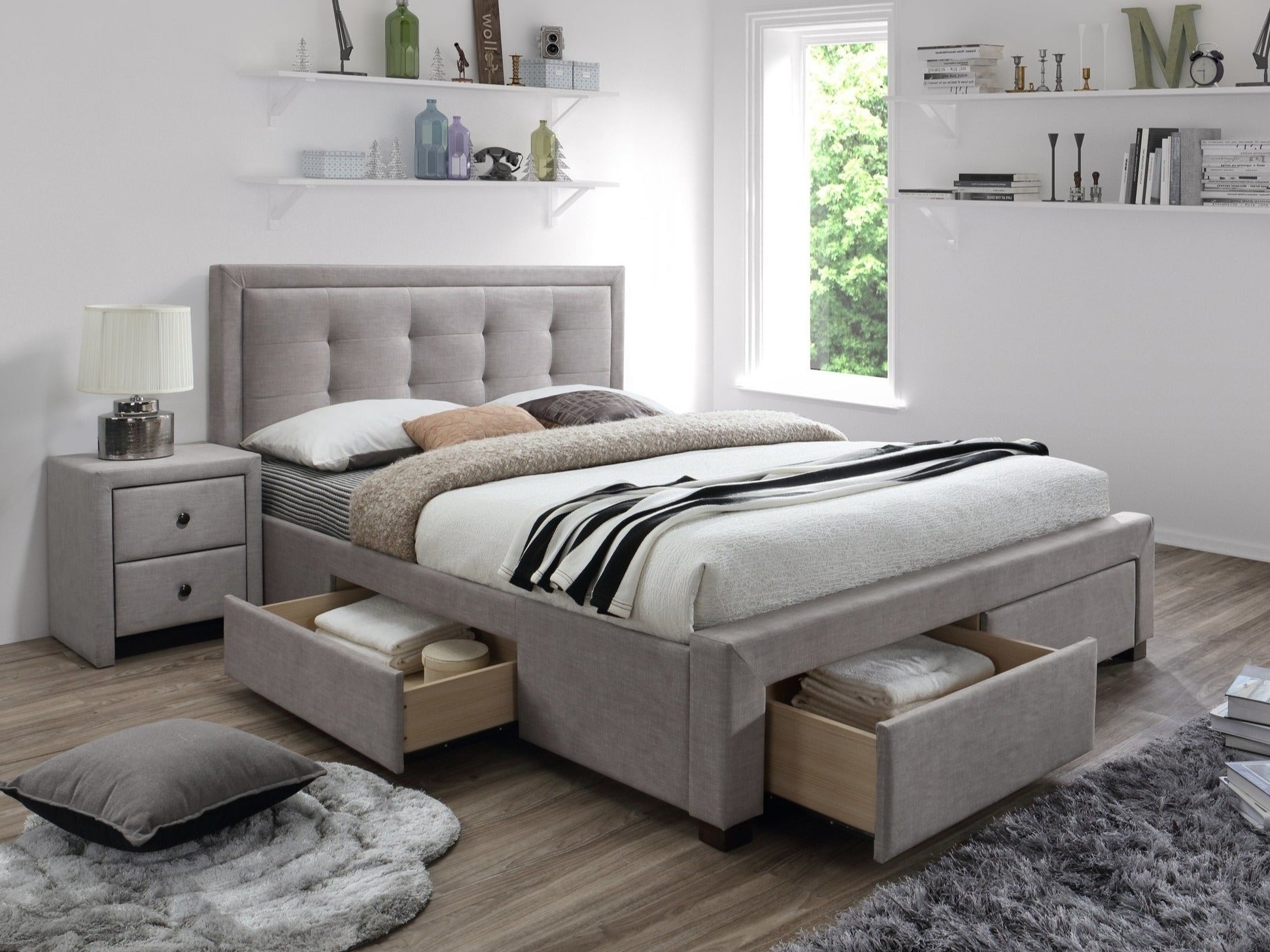 Double Bed East Bangkok | size: Length: 215cm, Width: 164cm, Height: 111cm | color: Beige | image: 2 | variant: 1006694
