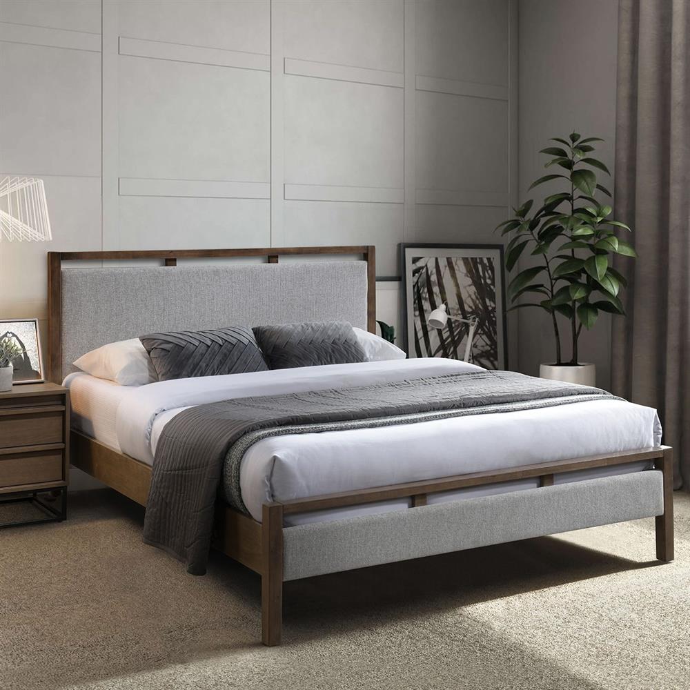 Double Bed East Bordeaux | size: Length: 209cm, Width: 169cm, Height: 100.5cm | color: Brown/Grey | image: 2 | variant: 1006282