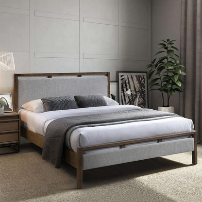 Double Bed East Bordeaux | size: Length: 209cm, Width: 169cm, Height: 100.5cm | color: Brown/Grey | image: 2 | variant: 1006282
