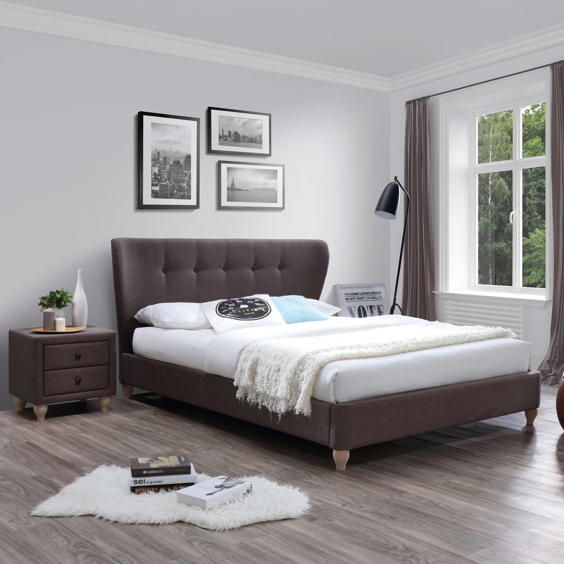 Double Bed East Dundee | size: Length: 214.5cm, Width: 185cm, Height: 105cm | color: Brown | image: 0 | variant: 1006542