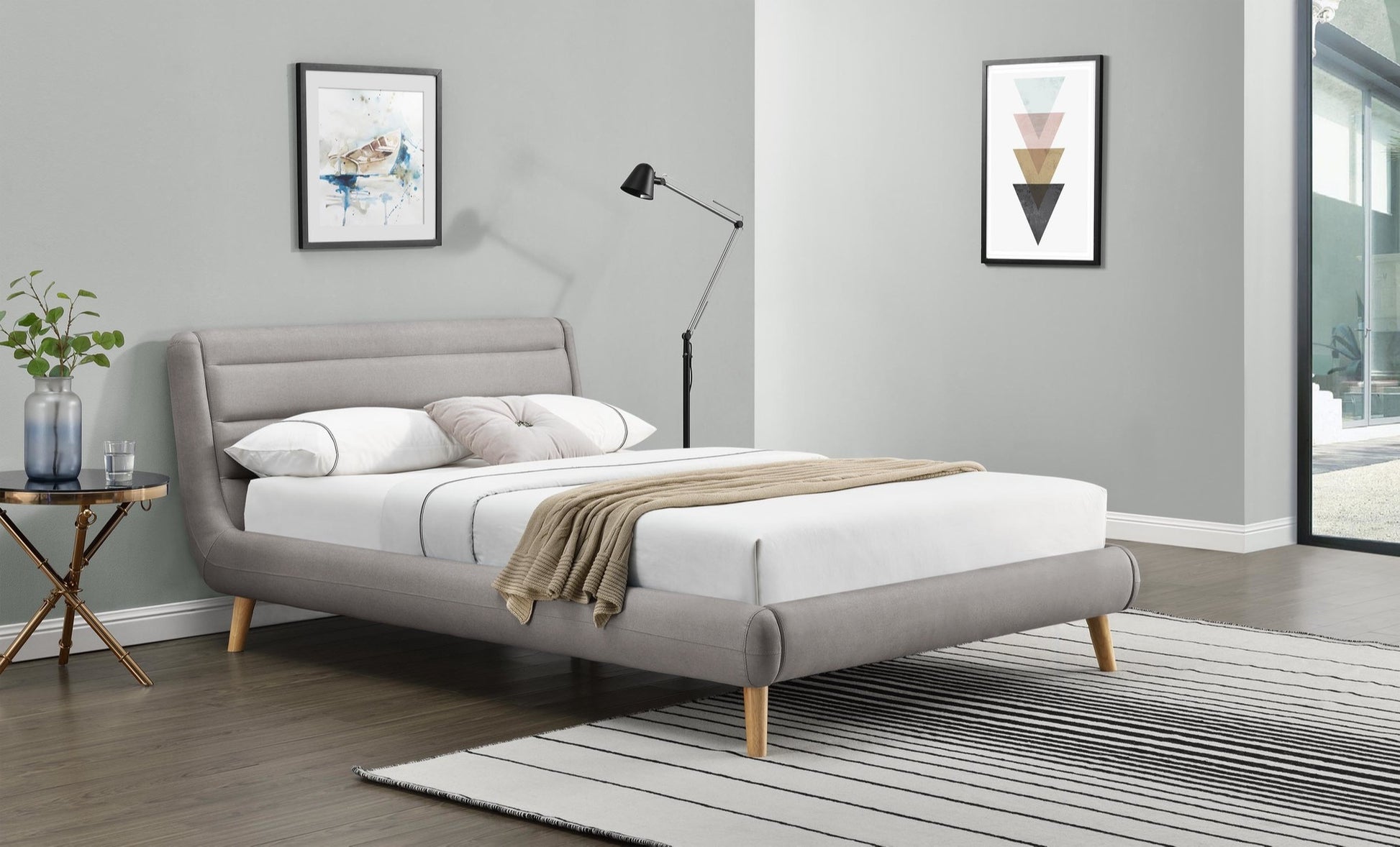Double Bed East Imperia | size: Length: 232cm, Width: 179cm, Height: 86cm | color: Gray | image: 2 | variant: 1006673