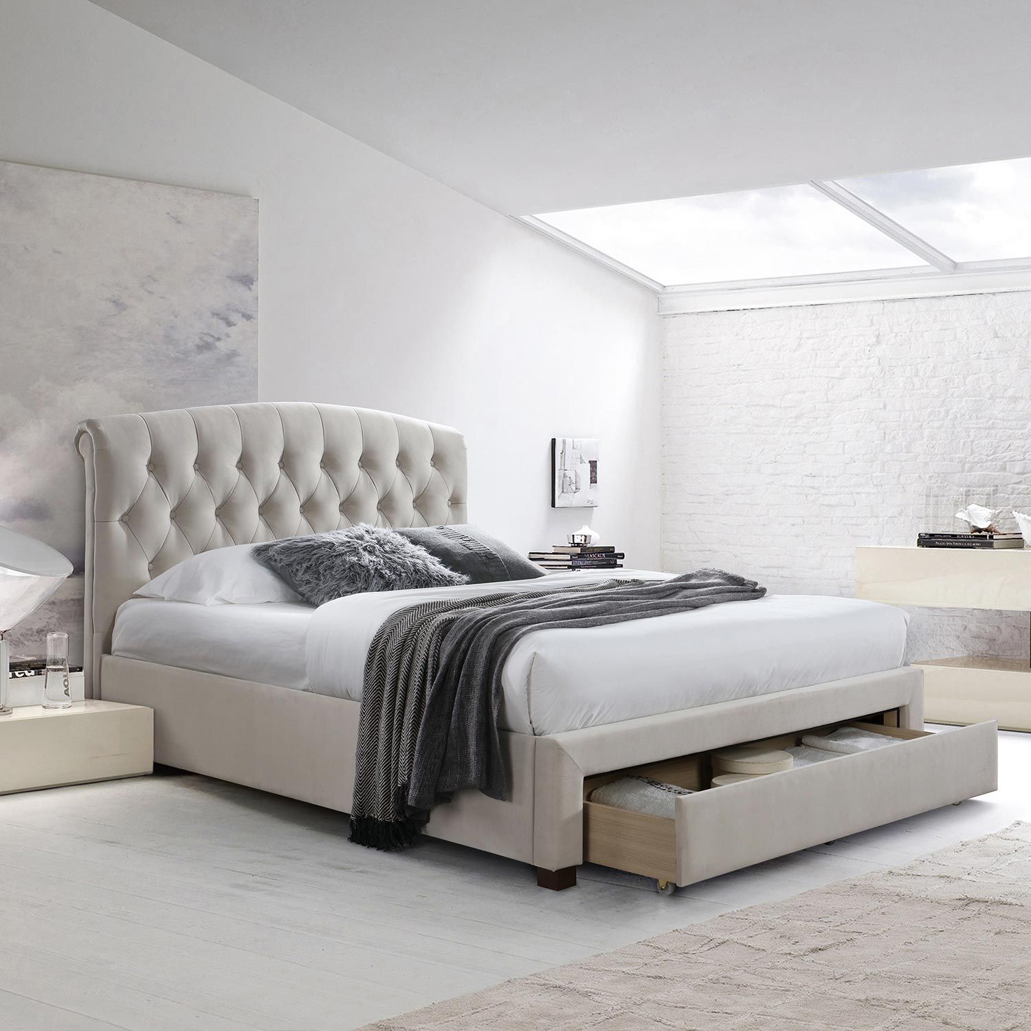 Double Bed East Maidenhead | size: Length: 224cm, Width: 168cm, Height: 119.5cm | color: Beige | image: 0 | variant: 1006540