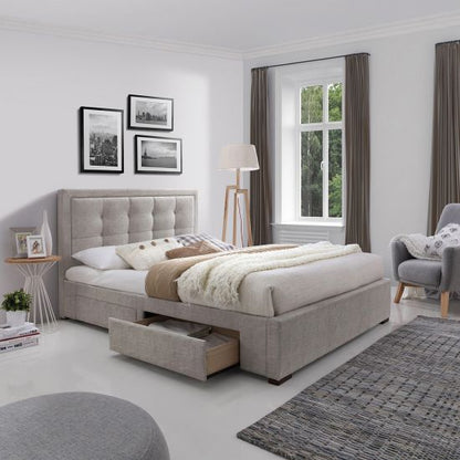 Double Bed East Marlow | size: Length: 215cm, Width: 164.5cm, Height: 110cm | color: Beige | image: 1 | variant: 1005007