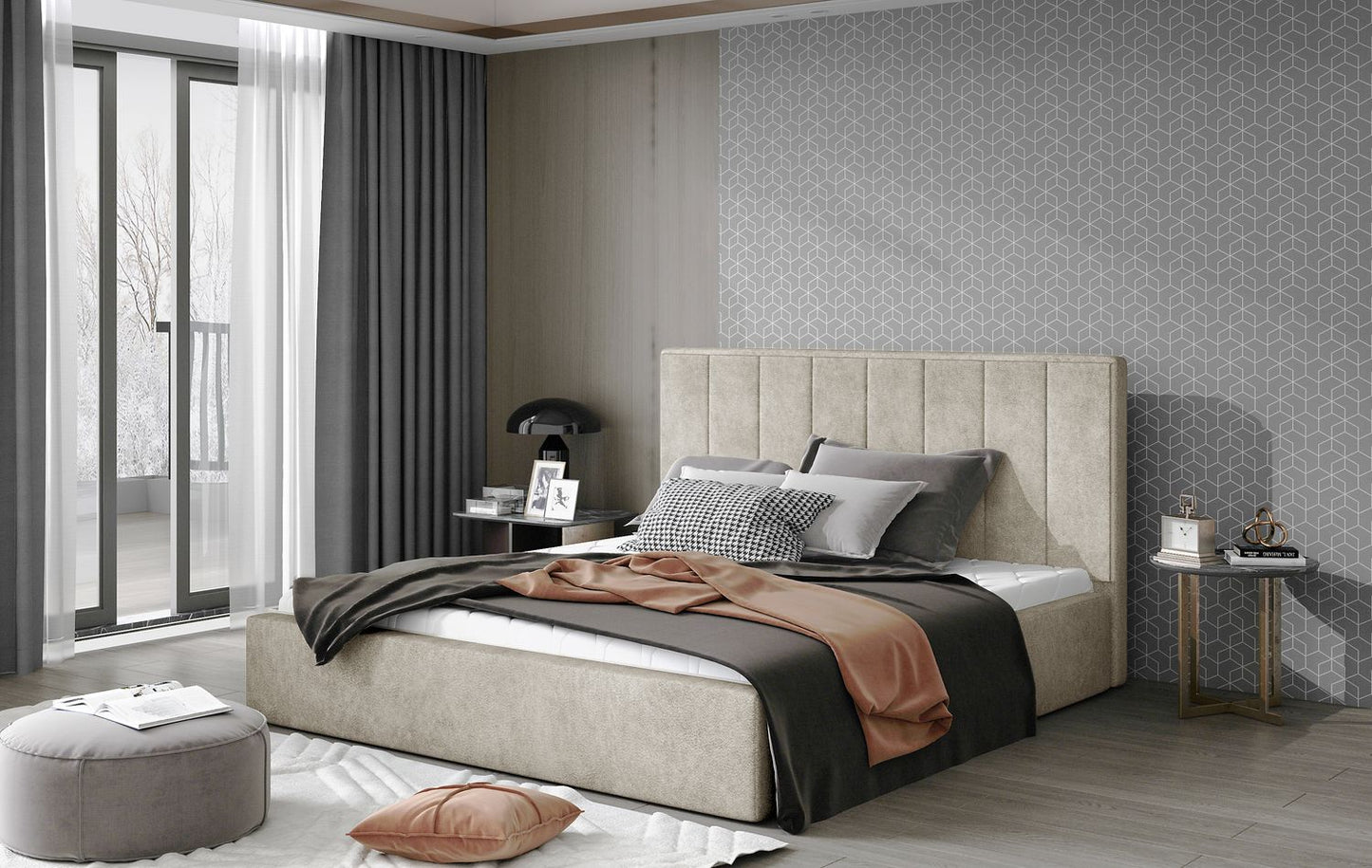Double Bed East Oldham | size: Length: 223cm, Width: 160cm, Height: 93cm | color: Dora | image: 1 | variant: 1010636