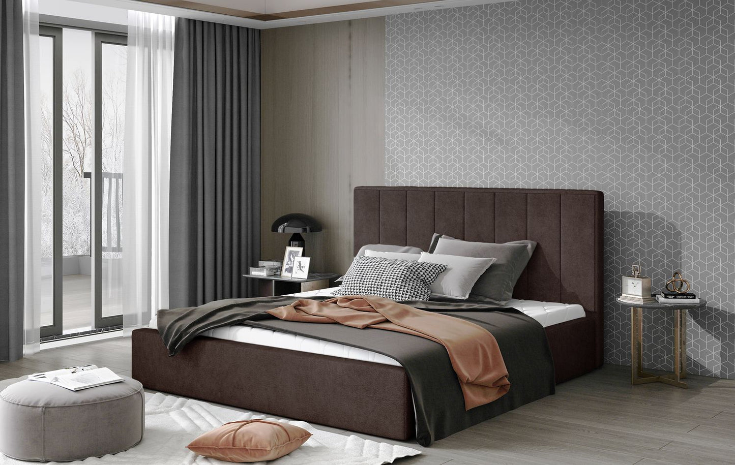 Double Bed East Oldham | size: Length: 223cm, Width: 160cm, Height: 93cm | color: Dora | image: 1 | variant: 1010637