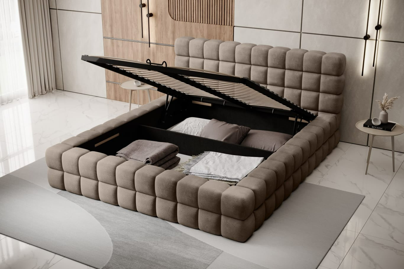 Double Bed East Petersburg 1 | size: Length: 225cm, Width: 204cm, Height: 104cm | color: Amore | image: 3 | variant: 1011060