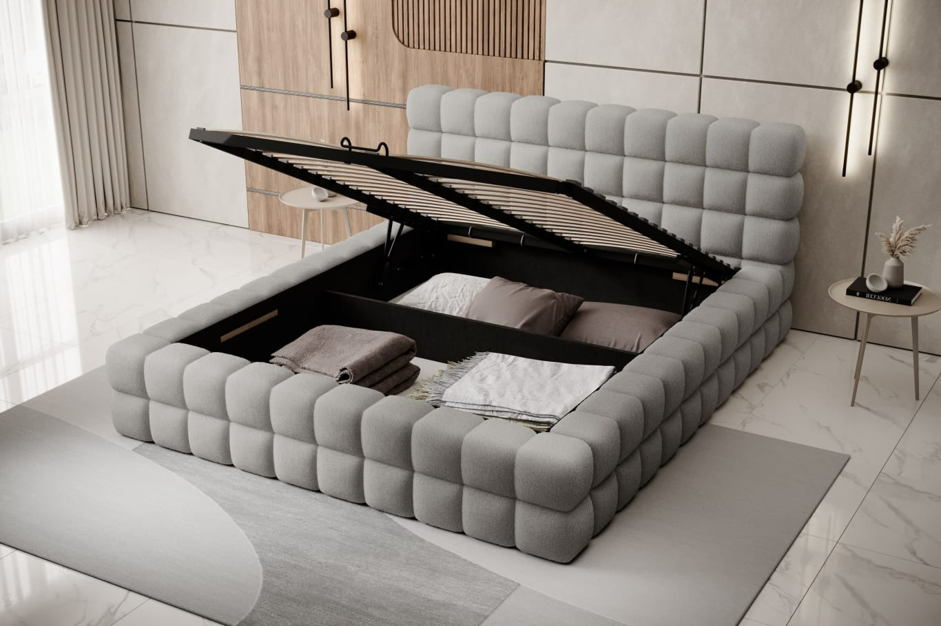 Double Bed East Petersburg 1 | size: Length: 225cm, Width: 204cm, Height: 104cm | color: Royal | image: 3 | variant: 1011050