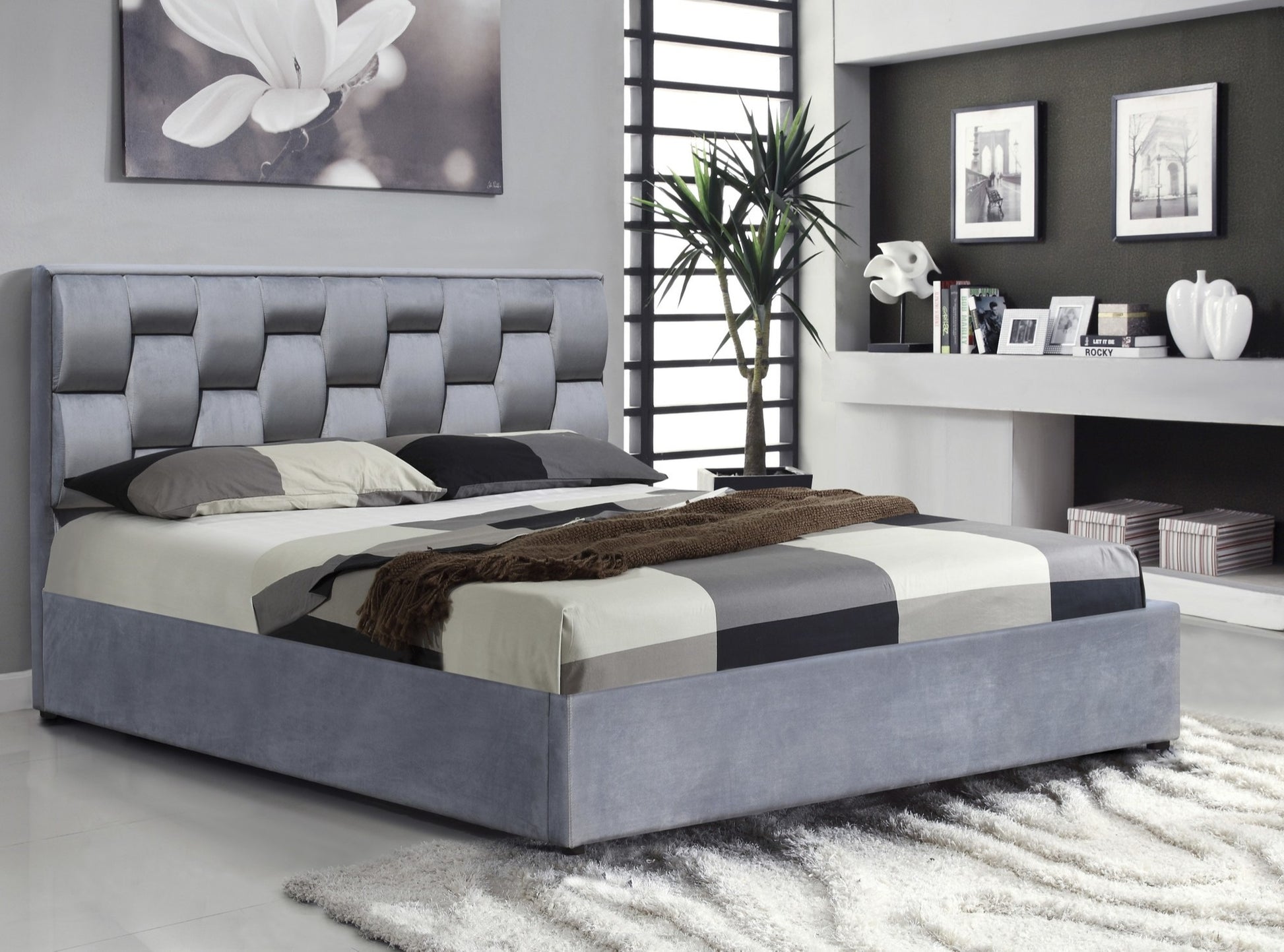 Double Bed East Terni | size: Length: 209cm, Width: 161cm, Height: 106cm | color: Gray | image: 2 | variant: 1006681