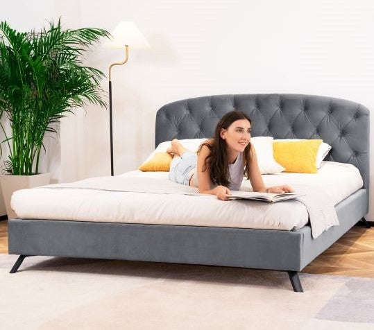 Double Bed East Treorchy | size: Length: 221cm, Width: 172cm, Height: 102cm | color: Gray | image: 2 | variant: 1005658
