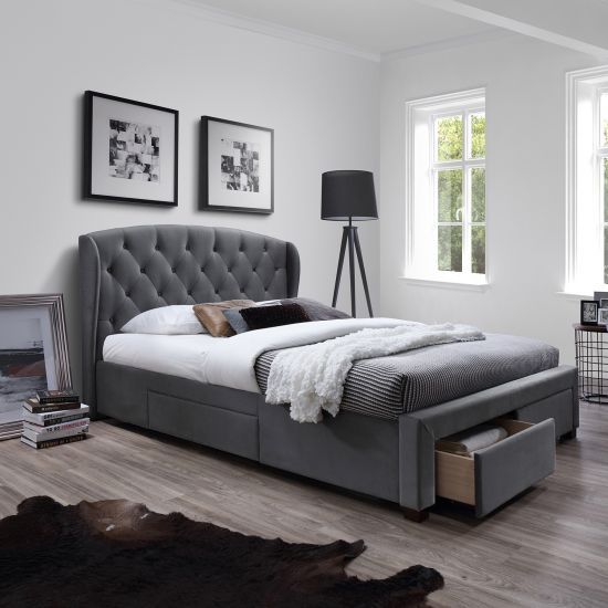 Double Bed East Wycombe | size: Length: 219cm, Width: 171cm, Height: 111cm | color: Gray | image: 1 | variant: 1005401