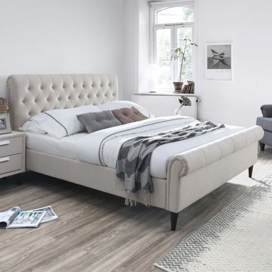 Double Bed Lucia 1 | size: Length: 234cm, Width: 167.5cm, Height: 110cm | color: Beige | image: 1 | variant: 1012054