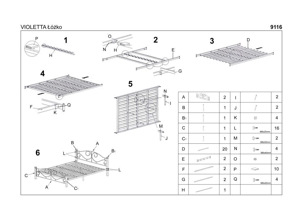 Double Bed Mexico | size: Length: 205cm, Width: 165cm, Height: 96cm | color: White/Black | image: 3 | variant: 1003395