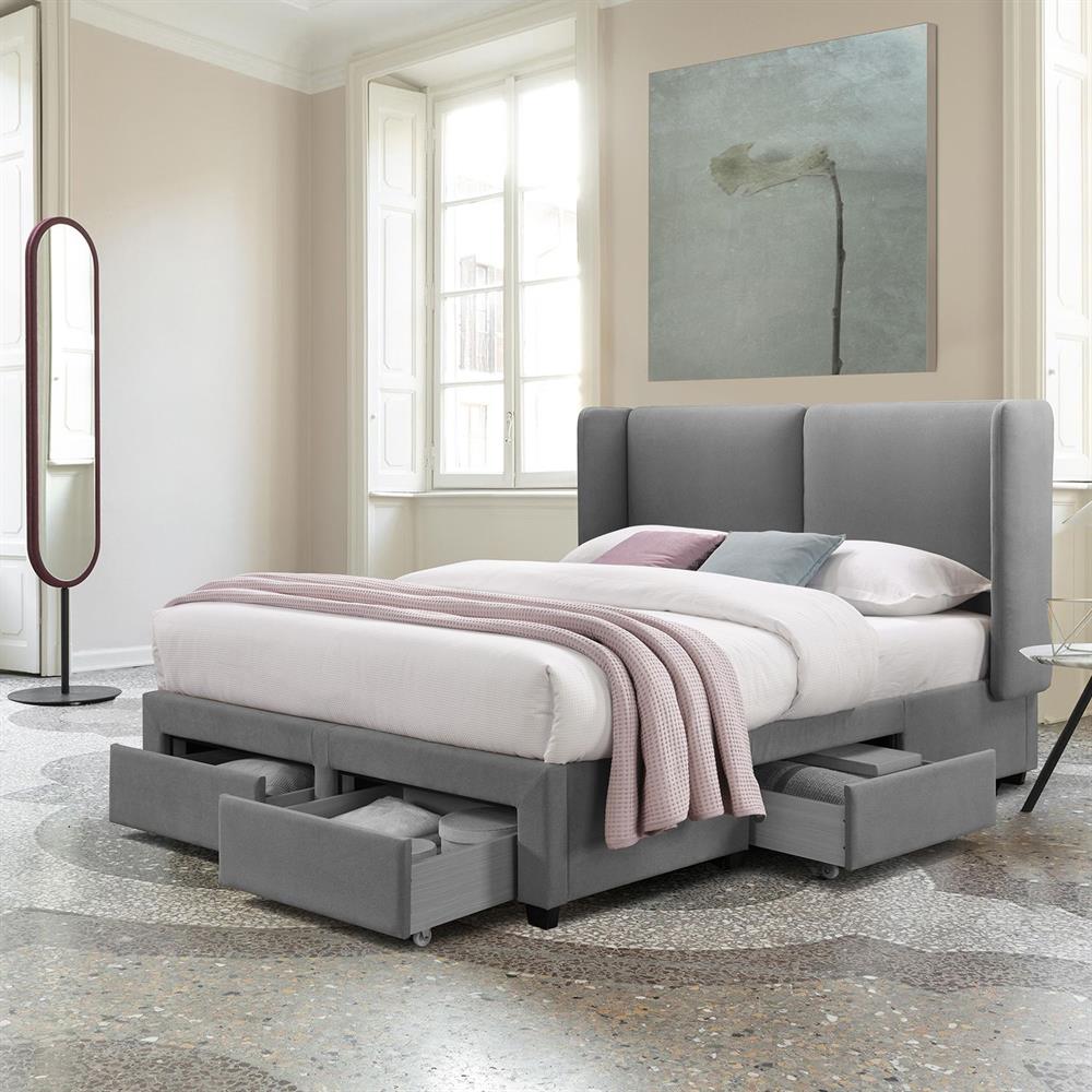Double Bed Stockholm | size: Length: 218cm, Width: 175cm, Height: 114cm | color: Gray | image: 2 | variant: 1001774