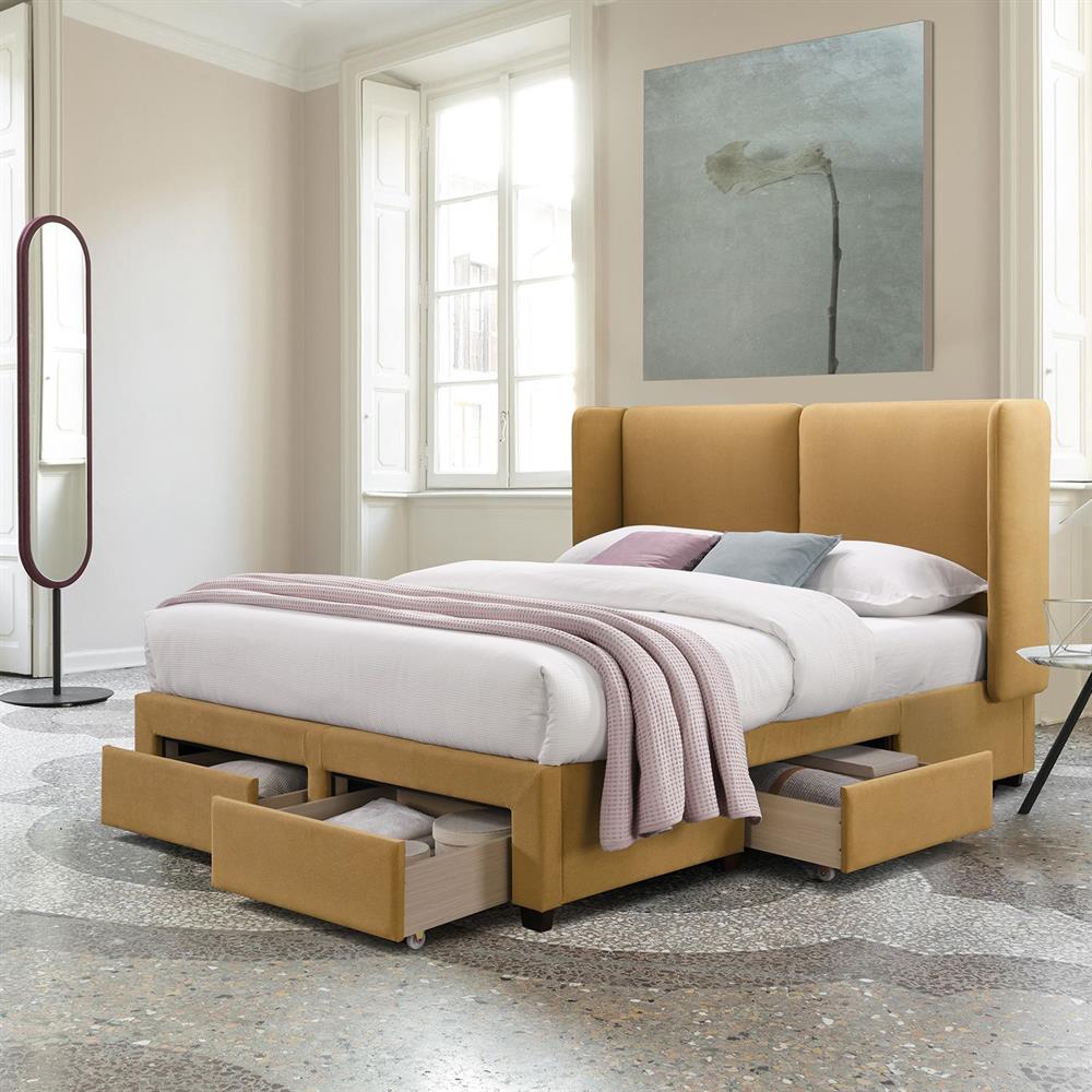 Double Bed Stockholm | size: Length: 218cm, Width: 175cm, Height: 114cm | color: Yellow | image: 2 | variant: 1001773