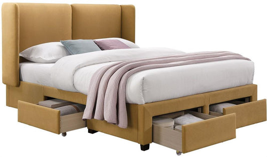Double Bed Sugi 2 | size: Length: 218cm, Width: 175cm, Height: 114cm | color: Yellow | image: 1 | variant: 1010100