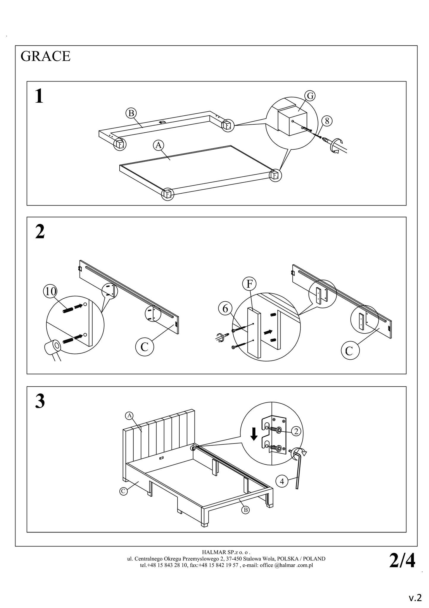 Double Bed Tenby | size: Length: 214cm, Width: 164cm, Height: 111cm | color: Gray | image: 3 | variant: 1003367