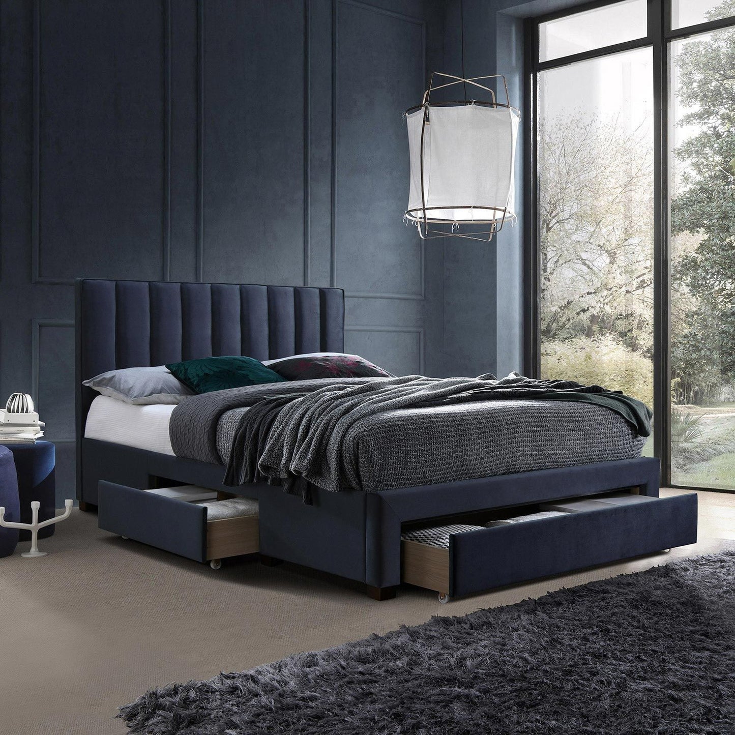 Double Bed Tenby | size: Length: 215cm, Width: 165cm, Height: 111cm | color: Blue | image: 0 | variant: 1001746
