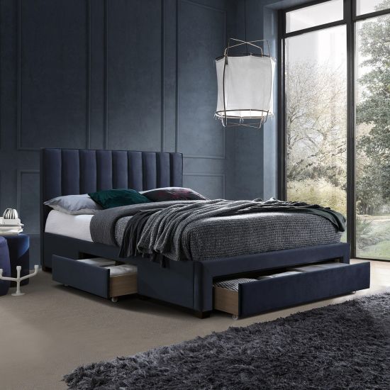 Double Bed Tenby | size: Length: 215cm, Width: 165cm, Height: 111cm | color: Blue | image: 1 | variant: 1001734