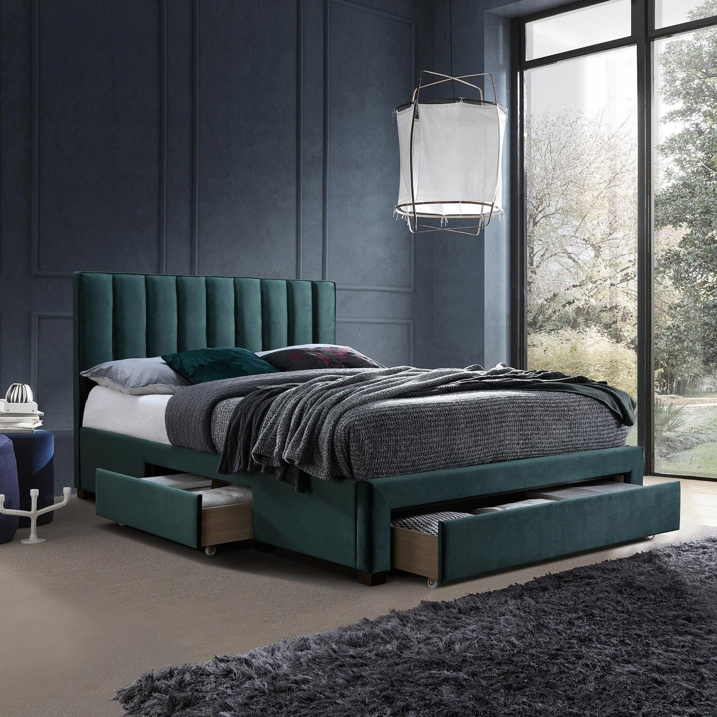 Double Bed Tenby | size: Length: 215cm, Width: 165cm, Height: 111cm | color: Green | image: 0 | variant: 1001745