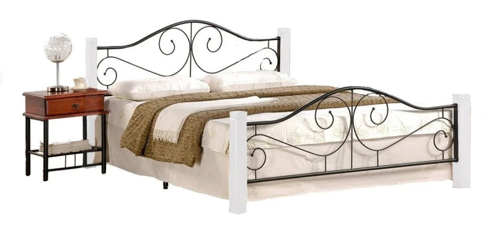 Double Bed Violetta | size: Length: 205cm, Width: 165cm, Height: 96cm | color: White/Black | image: 1 | variant: 1010052