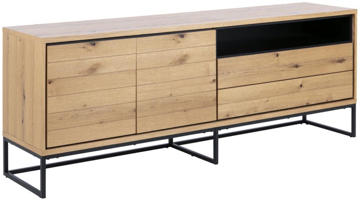 Dresser East Verona | size: Length: 45cm, Width: 198cm, Height: 76cm | color: Black/Oak | image: 1 | variant: 1005705