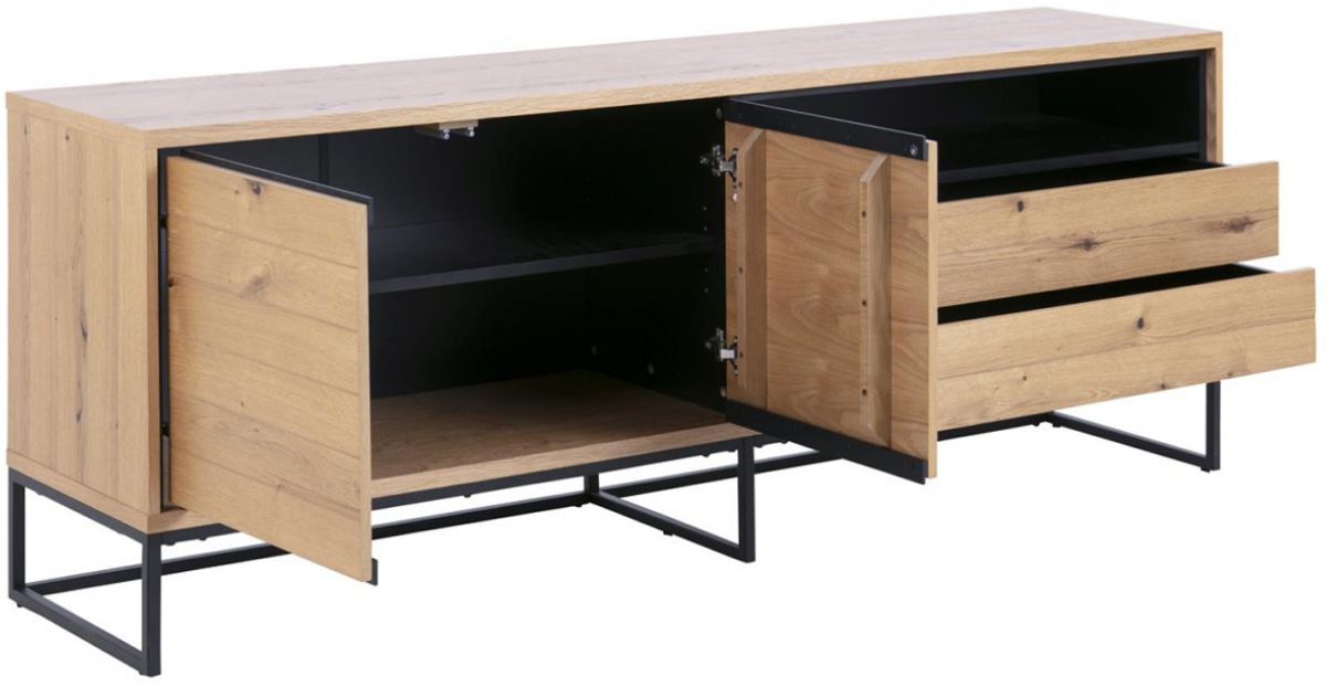 Dresser East Verona | size: Length: 45cm, Width: 198cm, Height: 76cm | color: Black/Oak | image: 2 | variant: 1005705