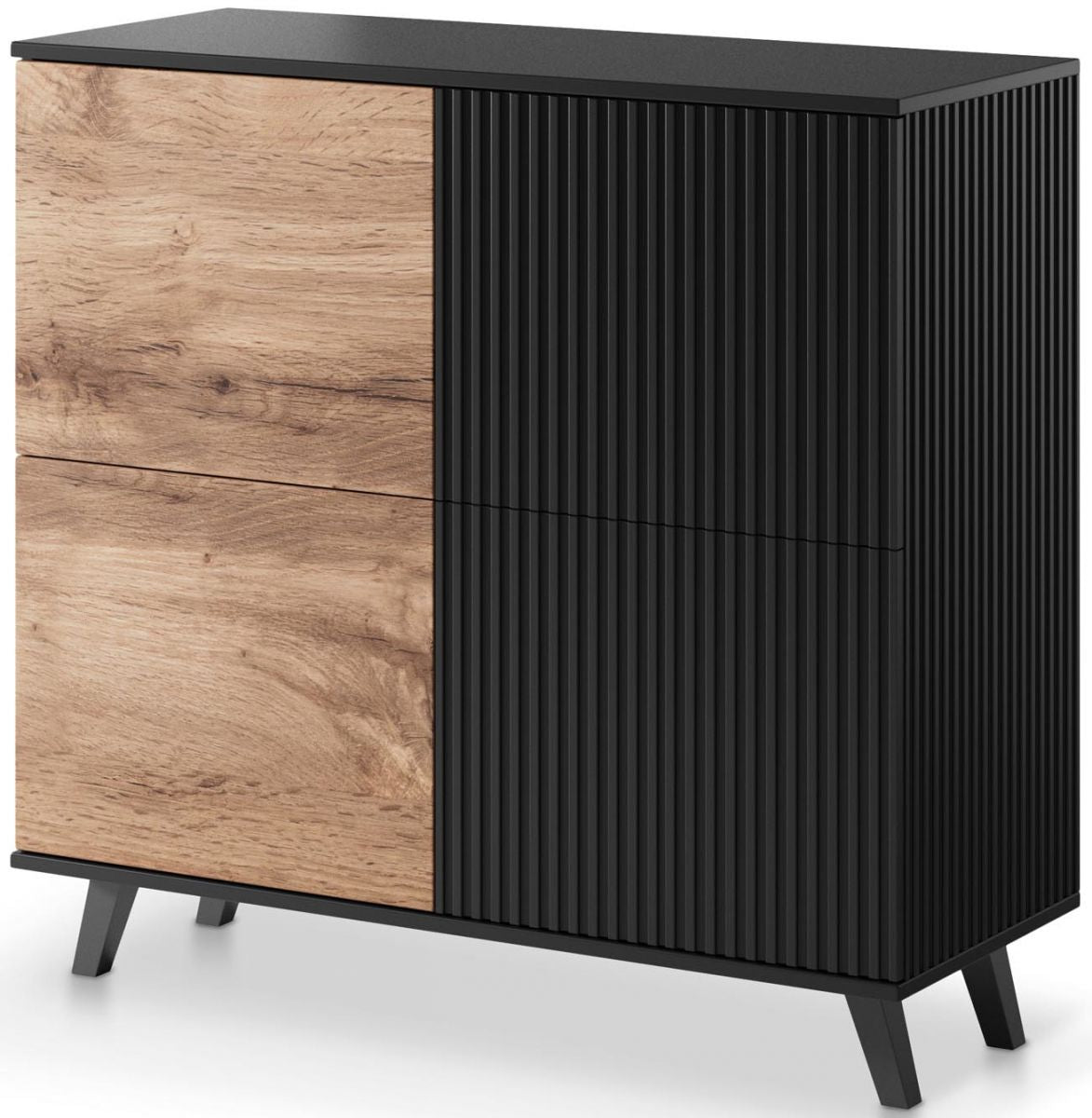 Dresser Random KM-2 | size: Width: 100cm, Height: 95cm, Depth: 40cm | color: Black/Oak | image: 1 | variant: 1012390