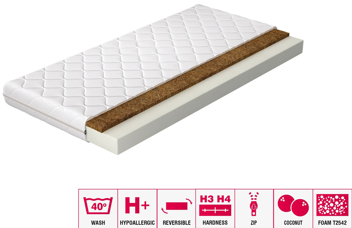 Foam Mattress Luna 25 | size: Length: 200cm, Width: 180cm | image: 2 | variant: 1013854