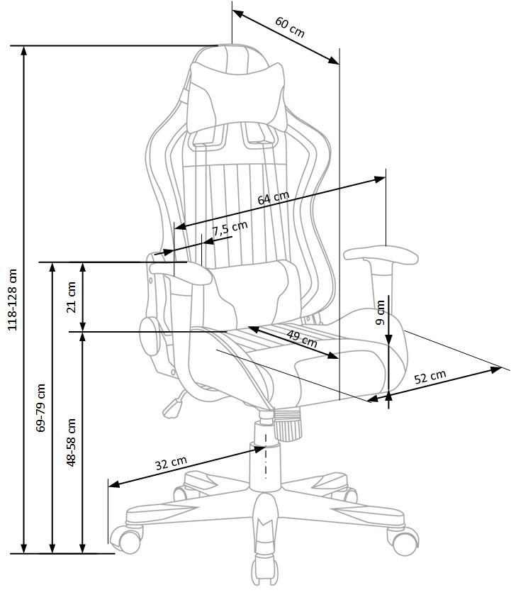 Gaming Chair Cayman 1 | size: Width: 64cm, Height: 118cm, Depth: 60cm | color: Black/Red | image: 2 | variant: 1014080