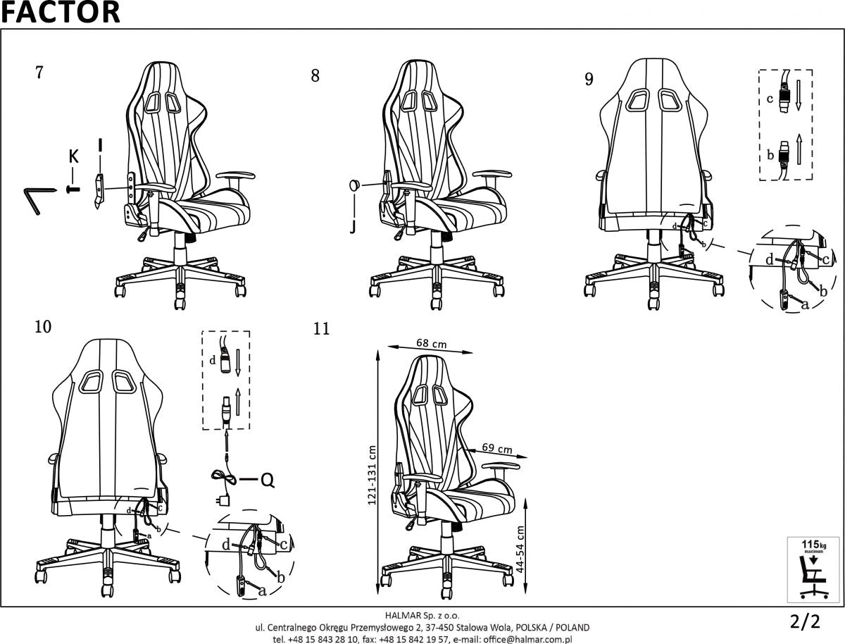 Gaming Chair Factor | size: Width: 68cm, Height: 121cm, Depth: 69cm | color: Multicolored | image: 10 | variant: 1011587