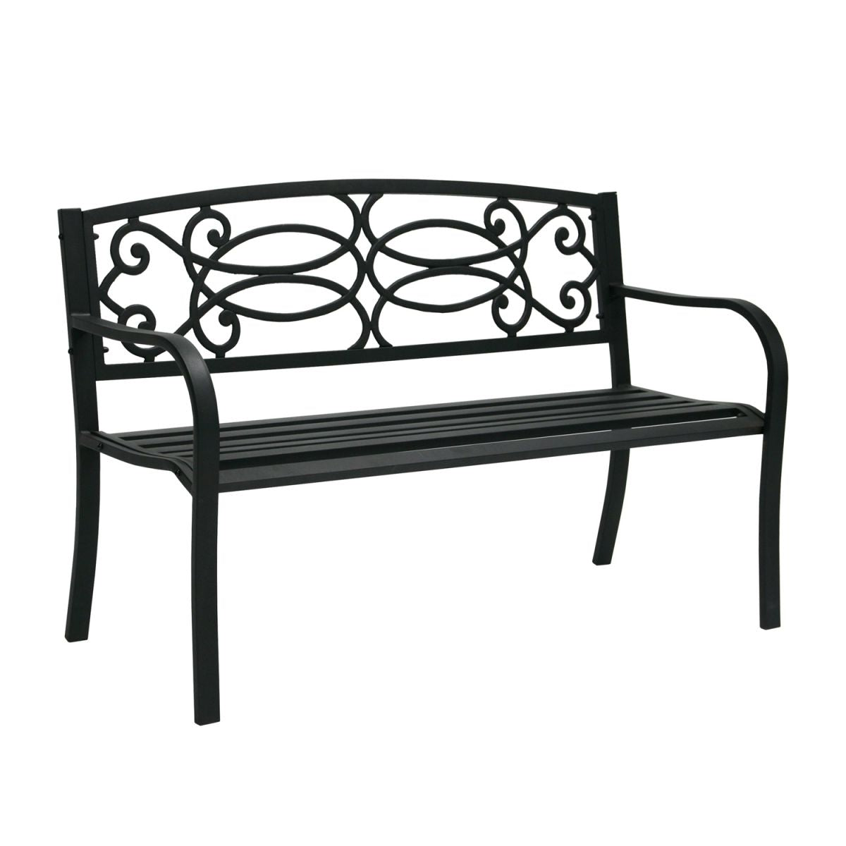 Garden Bench East Caterham | size: Length: 128cm, Width: 59cm, Height: 85cm | color: Black | image: 1 | variant: 1005213